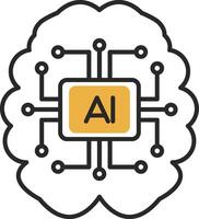 Artificial Intelligence Skined Filled Icon vector