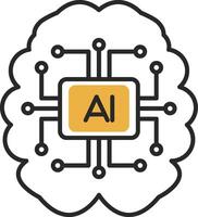 Artificial Intelligence Skined Filled Icon vector