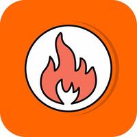 Flame Filled Orange background Icon vector