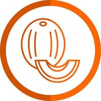 Honeydew melon Line Orange Circle Icon vector