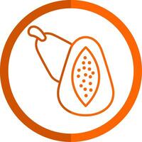 papaya línea naranja circulo icono vector