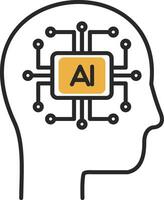 Artificial Intelligence Skined Filled Icon vector