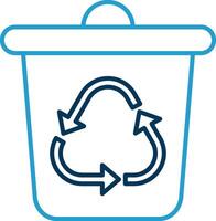 Recycle Bin Line Blue Two Color Icon vector