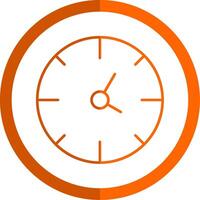 reloj línea naranja circulo icono vector