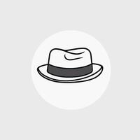 elegante dibujado a mano estilo fedora sombrero ilustración plano 2d diseño vector