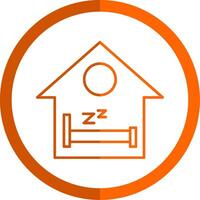 dormir línea naranja circulo icono vector