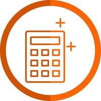 calculadora línea naranja circulo icono vector