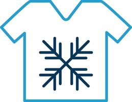 camiseta línea azul dos color icono vector