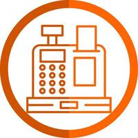 Cash Machine Line Orange Circle Icon vector