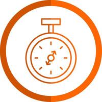 Pocket Watch Line Orange Circle Icon vector