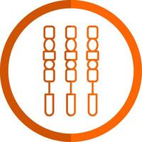 BBQ Stick Line Orange Circle Icon vector
