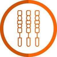 BBQ Stick Line Orange Circle Icon vector