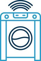 Smart Washing Machine Line Blue Two Color Icon vector