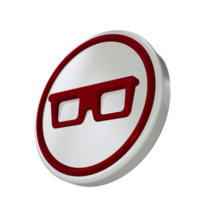 Glasses icon with red material png