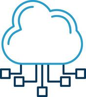 Cloud Server Line Blue Two Color Icon vector