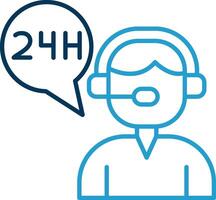 24 Hours Support Line Blue Two Color Icon vector