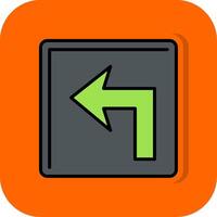 Turn Left Filled Orange background Icon vector