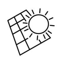 Sun energy icon. Solar panel in flat style. Renewable energy, solar panels station concept. Editable Stroke vector