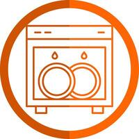 Dish Washing Line Orange Circle Icon vector