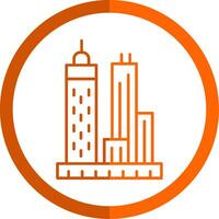 Skyscrapers Line Orange Circle Icon vector