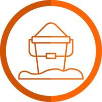 Sand Bucket Line Orange Circle Icon vector