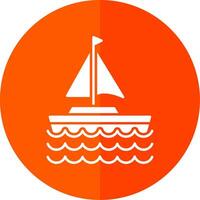 Sail Boat Glyph Red Circle Icon vector