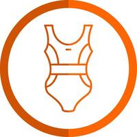 traje de baño línea naranja circulo icono vector