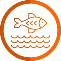 pescado línea naranja circulo icono vector