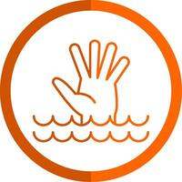 Drowning Line Orange Circle Icon vector