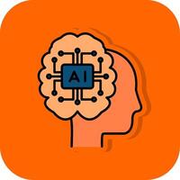 Artificial Intelligence Filled Orange background Icon vector