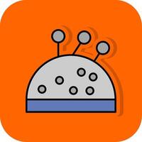 Pin Cushion Filled Orange background Icon vector