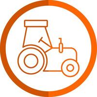 tractor línea naranja circulo icono vector