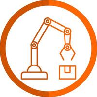 Robotic Arm Line Orange Circle Icon vector