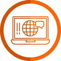 digital márketing línea naranja circulo icono vector