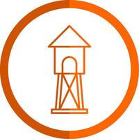 torre de vigilancia línea naranja circulo icono vector