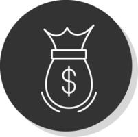 Money Bag Line Grey Circle Icon vector