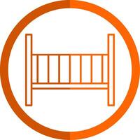 Baby Crib Line Orange Circle Icon vector