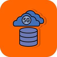 nube base de datos lleno naranja antecedentes icono vector