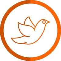 Dove Line Orange Circle Icon vector