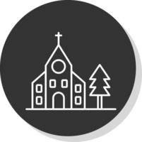 Church Line Grey Circle Icon vector