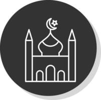 mezquita línea gris circulo icono vector