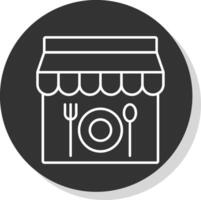 restaurante línea gris circulo icono vector