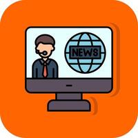 Broadcasting Filled Orange background Icon vector