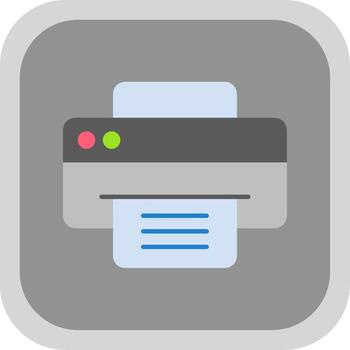 Printer Flat Round Corner Icon vector