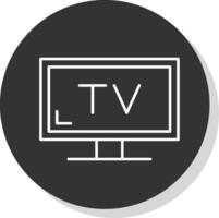 televisión línea gris circulo icono vector