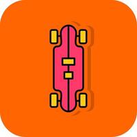 Longboard Filled Orange background Icon vector