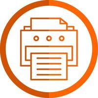 Printer Line Orange Circle Icon vector