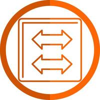 doble flecha línea naranja circulo icono vector