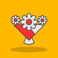 flor ramo de flores lleno sombra icono vector