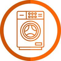 Washing Machine Line Orange Circle Icon vector